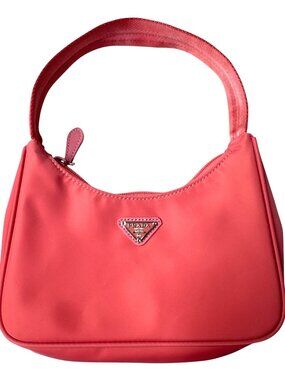 Pink Nylon Mini Shoulder Bag With Zip Closure